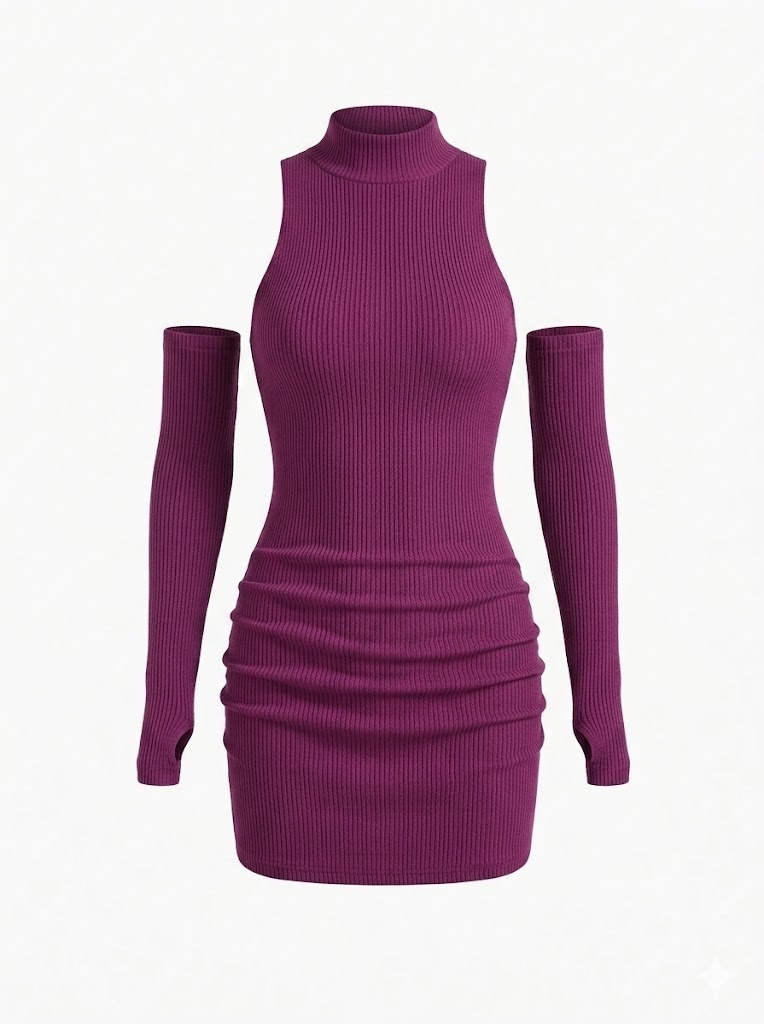Sexy Mini Dress Women'S Oversleeve Pleated Bodycon Dress High Neck Autumn Black Shinny Elastic Party Tank Hip Wrap Dresses Club