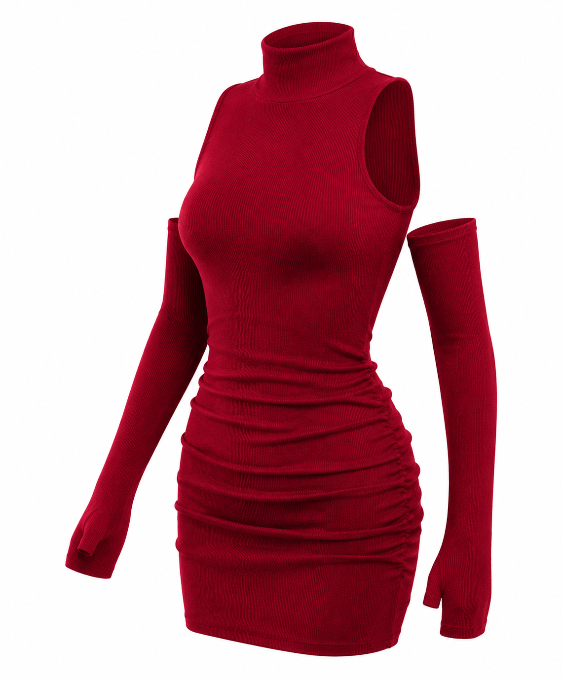 Sexy Mini Dress Women'S Oversleeve Pleated Bodycon Dress High Neck Autumn Black Shinny Elastic Party Tank Hip Wrap Dresses Club